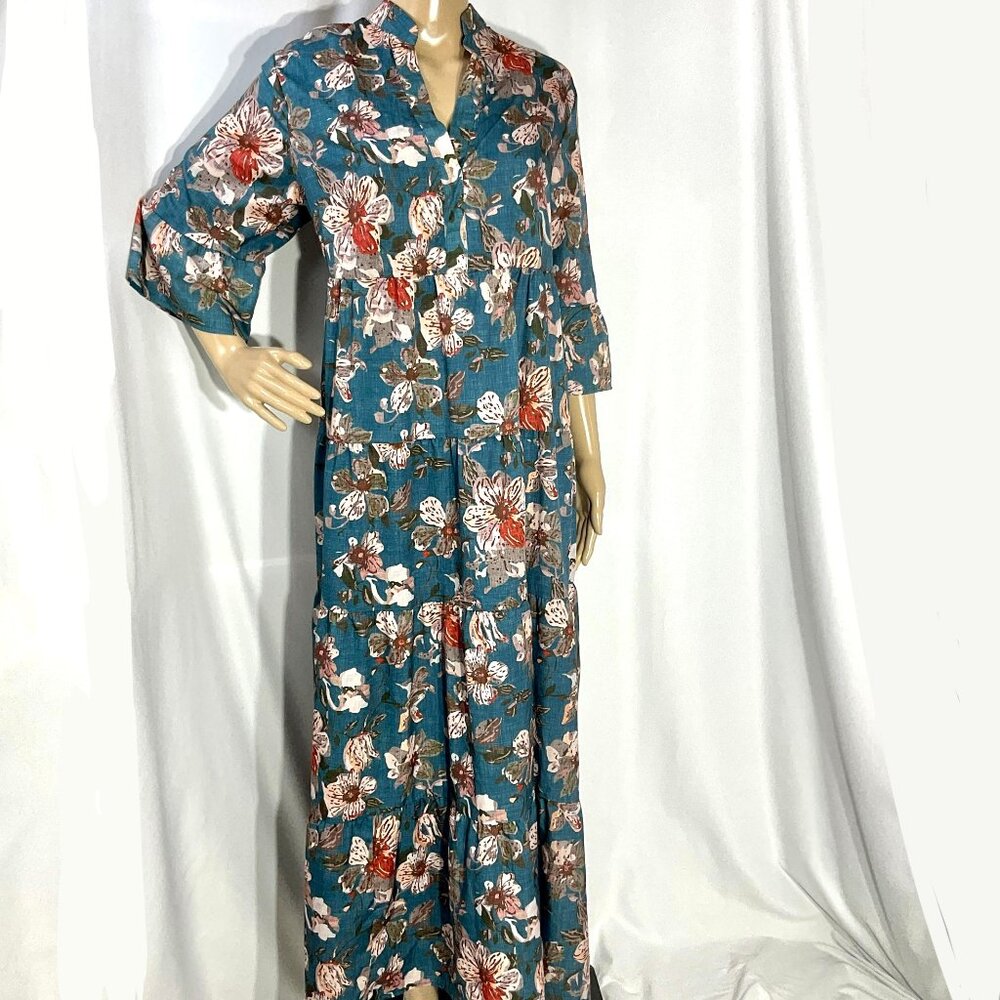 Shein 1XL Curve Womens Maxi Dress Blue Floral Flowy